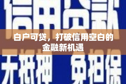 那玛夏白户可贷，打破信用空白的金融新机遇
