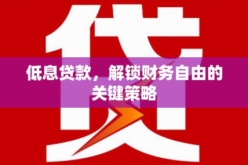 松溪低息贷款，解锁财务自由的关键策略